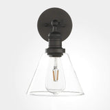 1 x RAW Customer Returns Phansthy Loft Wall Lamp, Clear Glass Funnel, Vintage Industrial Wall Light Wall Lighting Chic Simple Wall Light Industrial Style Black Color  - RRP €56.46