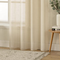 1 x RAW Customer Returns MIULEE Set of 2 Voile Curtains Sheer Linen Curtain with Eyelets Transparent Linen Look Curtain Eyelet Curtain Living Room Window Curtain Translucent Decorative Curtain Bedroom 140 x 160 cm W x H Brown - RRP €24.7