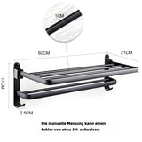 1 x RAW Customer Returns yozhch Bathroom Towel Rack, Aluminum Wall Mounted Towel Holder, Self-Adhesive Towel Bar No Drilling, Bathroom Towel Storage, Matte Black 58cm - RRP €35.99