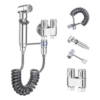 1 x RAW Customer Returns Bidet hand shower for toilet, bidet sprayer for toilets, with shower and holder and faucet dispenser, 1.5 m bidet hose, chrome, for pet washing, bathroom cleaning - RRP €45.99