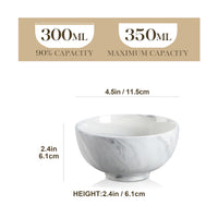 1 x RAW Customer Returns MALACASA, Regular Series, 4-piece 6 15.3 15.3 7.8 750ml marble porcelain cereal bowl dessert bowl bowls set salad bowl bowl salad bowl soup bowl - RRP €34.99