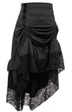 1 x RAW Customer Returns Charmian Women s Steampunk Victorian Gothic High Waist Lace Trim Ruffled High Low Bustle Skirt Black 4X-Large - RRP €41.35