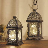 1 x RAW Customer Returns TRIROCKS Set of 2 20cm Vintage Style Decorative Lanterns High Battery Operated Metal Hanging Lanterns with LED Lights Perfect for Home Decoration, Living Room, Party, Indoor Events Grey  - RRP €31.01