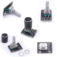 1 x RAW Customer Returns Taiss 5 pieces for Arduino KY-040 rotary encoder module with 15 16.5 mm, black, key cap KY-040 - RRP €26.4