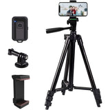 1 x RAW Customer Returns Mobile phone tripod, ZETONG 106cm tripod for smartphone with remote shutter, mobile phone holder and adapter, lightweight tripod for iPhone Samsung Huawei, extendable and rotatable - RRP €17.99