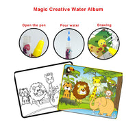 1 x RAW Customer Returns Sipobuy Magic Water Drawing Book Water Coloring Book Doodle with Magic Pen Painting Board For Kids Education Drawing Toys Animal World  - RRP €8.15