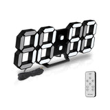 1 x RAW Customer Returns Deeyaple LED Wall Clock Digital Alarm Clock 3D Clock Dimmable Snooze Modern USB 12 24 Hour Date Temperature Display Loop Display Remote Control Night Light Living Room Kitchen Bedroom Office 25cm Black - RRP €20.16