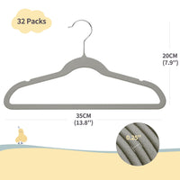 1 x RAW Customer Returns ManGotree 35 cm children s velvet clothes hangers, ultra-thin children s clothes hangers with 360 rotating hooks, non-slip felt hangers for teenagers, robust and durable 32 pack, grey  - RRP €24.95