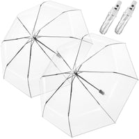 1 x RAW Customer Returns Hestya 2 Pack Automatic Transparent Pocket Umbrellas Clear Umbrellas Foldable Bridal Umbrellas for Wedding Windproof Rainproof Travel Umbrellas Transparent Pocket Umbrella for Groom Photographer - RRP €37.99