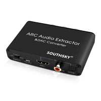 1 x RAW Customer Returns SOUTHSKY 192KHz DAC converter, digital to analog L R RCA adapter, HDMI ARC audio extractor to SPDIF, coaxial, 3.5mm, L R, CEC volume adjustable - RRP €28.98