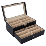 1 x RAW Customer Returns AUTOARK Glasses Storage and Sunglasses Drawer, Lockable, Made of Leather, 12 Pieces, Black, AW-023 - RRP €39.98