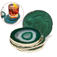 1 x RAW Customer Returns Tiamu Agate Coasters Glasses Bar Coffee Tea Coasters for Drinks, Candle Coasters, Coasters Plate Gift, Green Agate Coasters for, Coffee Cups, Table - RRP €26.76