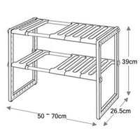 1 x RAW Customer Returns Warmiehomy Kitchen Base Cabinet Shelf 2 Tier Kitchen Shelf Space Saving Spice Rack Adjustable in Length 15kg Blastable Sink Cabinet Shelf Cupboard Insert 10 Boards White - RRP €24.19