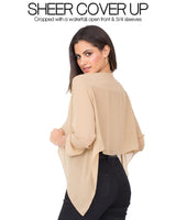 1 x RAW Customer Returns likemary Bolero Elegant Shrug in Transparent Beige Chiffon - RRP €28.0