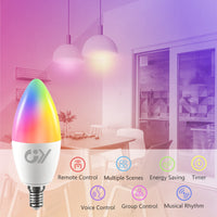 1 x RAW Customer Returns GY Alexa Light Bulb Smart Lamp E14 C37 6W 600lm, Alexa Accessories WLAN Light Bulb Compatible with Google Home 2.4 GHz, RGB Dimmable Warm White-Cold White and Multi-Color Bulb, 2 Pack - RRP €18.29