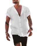 1 x RAW Customer Returns YAOBAOLE Men s Linen Shirt Short Sleeve Summer Shirts Men s Linen Shirts Men White L - RRP €24.95