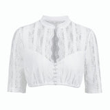 1 x RAW Customer Returns  Women s Dirndl Blouse White Elegant and Beautiful 34-44 Dirndl Blouse with Lace Long Sleeve Traditional Blouse for Oktoberfest, White, 42 - RRP €33.26