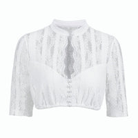 1 x RAW Customer Returns  Women s Dirndl Blouse White Elegant and Beautiful 34-44 Dirndl Blouse with Lace Long Sleeve Traditional Blouse for Oktoberfest, White, 34 - RRP €29.23