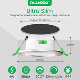 1 x RAW Customer Returns ALUSSO LED recessed spotlight 230V IP44, 4W dimmable spots, ceiling spots recessed lights 55-68mm installation diameter, mini slim 30mm ultra flat, warm white 3000K neutral white 4000K cold white 6500K, set of 6 - RRP €35.78