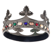 7 x Brand New Baroque Men King Alloy Big Crown Crystal Pearl Royal Prince Women Hair Accessories for Birthday Party Halloween Costume Black with Colorful Stone  - RRP €167.93