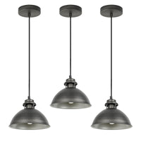 1 x RAW Customer Returns VONCI Industrial Silver Gray Barn 1-Light E27 Hanging Lamp Retro Brushed Nickel Metal 23cm Dome Pendant Light Hanging Lights for Kitchen Island Sink Living Room Foyer Garage Bar 3 Pack  - RRP €89.99