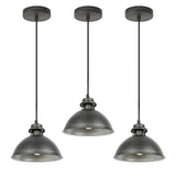 1 x RAW Customer Returns VONCI Industrial Silver Gray Barn 1-Light E27 Hanging Lamp Retro Brushed Nickel Metal 23cm Dome Pendant Light Hanging Lights for Kitchen Island Sink Living Room Foyer Garage Bar 3 Pack  - RRP €89.99