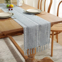 1 x Brand New JaeMoose table runner boho table runner with tassels table runner country style rustic for dinner, party, holiday, dining room, dresser gray, 33 x 228 cm  - RRP €20.02