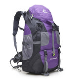 1 x RAW Customer Returns Bseash 50L Lightweight Waterproof Hiking Backpack, Outdoor Sports Daypack Multifunctional Travel Bag for Climbing Camping Travel Purple Without Shoe Compartment  - RRP €33.99