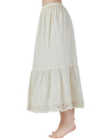 1 x RAW Customer Returns BEAUTELICATE underskirt women 100 cotton vintage petticoat underskirt long short half skirt with lace embroidery dirndl petticoat Alencon Lace - Beige - 85cm length, L  - RRP €23.99