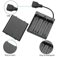 1 x RAW Customer Returns 3 pieces 4x1.5V AA battery holder with switch and cover, KUOQIY 6V plastic battery holder case with USB socket and ON OFF switch, with screwdriver screws - RRP €8.65