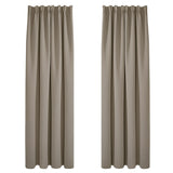 1 x RAW Customer Returns Deconovo opaque curtain with ruffle tape decoration style children s room winter, 260x140cm height x width , taupe, set of 2 - RRP €41.84