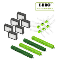 1 x RAW Customer Returns E-HAO replacement vacuum cleaner parts for iRobot Roomba i1 i2 i3 i4 i5 i6 i7 i8 j5 j6 j7 j8 E5 E6 vacuum cleaner, including 2 sets of rubber brushes, 6 high-efficiency HEPA filters and 6 side brushes - RRP €34.99