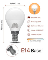 3 x Brand New LUTW LED lamp E14 G45, light bulb E14 5W replaces 40W incandescent lamps, mini globe G45, 450lm bulb, 3000K warm white LED bulb, 220 beam angle energy saving lamp, not dimmable, pack of 6 - RRP €61.2