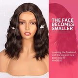 1 x RAW Customer Returns PORSMEER Wig Brown Women s Short Bob Curly Wigs for Women Natural Synthetic Hair Middle Part Small Piece Lace Wig Party Costume Lace Front Wig - RRP €27.2