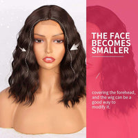 1 x RAW Customer Returns PORSMEER Wig Brown Women s Short Bob Curly Wigs for Women Natural Synthetic Hair Middle Part Small Piece Lace Wig Party Costume Lace Front Wig - RRP €27.19