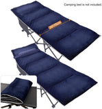 1 x RAW Customer Returns campMax XL camping bed, camp bed pad, 190 x 75 cm mattress for camp bed, foldable, soft and well insulating cotton pad with high-quality polyester filling, navy blue - RRP €36.29