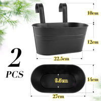 1 x RAW Customer Returns BOFUNX 2pcs Hanging Pots Set Vintage Plant Pot Flower Pot Planter with Hook Balcony Flower Pot Hanging for Decoration Balcony Outdoor Indoor Wall Garden Wall Railing Fence Black 27 14 22cm  - RRP €22.75