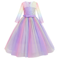 1 x RAW Customer Returns Flower Girl Dress Princess Party Dress Wedding Party Bridesmaids Elegant Cocktail Dress Long Evening Communication Dress Rainbow Purple 5-6 Years - RRP €36.96