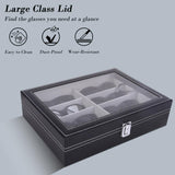 1 x RAW Customer Returns AUTOARK PU leather glasses box for storing 8 glasses and sunglasses presentation showcase, black gray, AW-082 - RRP €25.98