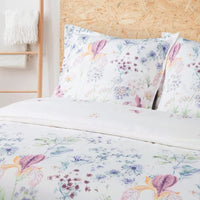 1 x RAW Customer Returns Lanqinglv set of 2 bed linen 135 x 200 cm white purple leaves flower pattern plants reversible bed linen 135 x 200 4 pieces colorful microfiber 2 duvet covers with zipper and 2 pillowcases 80 x 80 cm - RRP €41.99