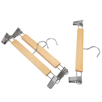 1 x RAW Customer Returns LOHAS Home Pack of 10 Natural Colored Wooden Clothes Hangers for Pants and Lap with Two Adjustable Anti-Rust Clips - RRP €19.52