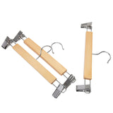 1 x RAW Customer Returns LOHAS Home Pack of 10 Natural Colored Wooden Clothes Hangers for Pants and Lap with Two Adjustable Anti-Rust Clips - RRP €19.5