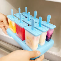 2 x RAW Customer Returns Alinana ice cream molds popsicle molds, 9 ice cream molds reusable, individual defrosting popsicle molds, BPA free ice cream molds - comes with a cleaning brush and silicone folding funnel - RRP €23.42