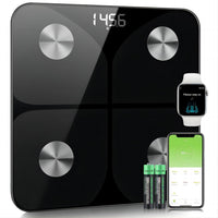 1 x RAW Customer Returns Body fat scale, digital personal scale test winner 2023 with APP 180kg 400lbs, personal Bluetooth body scale for body fat, BMI, weight, water and muscle mass - RRP €30.12