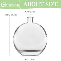 2 x Brand New Glasseam Round Flower Vase, Modern Glass Flower Vases, Cute Bud Vases for Decoration, 18.7cm Transparent Minimalist Flat Vase, Decorative Tulip Vase, Single Stem Vase - RRP €23.24