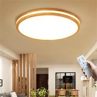 1 x RAW Customer Returns GHiycotdl LED ceiling light wood, 40CM 24w modern wooden round ceiling lamp, dimmable 3000K-6000K 40cm lamp for bedroom, living room, children s room, office, study - RRP €77.64