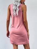 1 x RAW Customer Returns Uusollecy Women s Summer Dress, Sleeveless Round Neck Mini Dresses, Lip Printed Ripped Short Dresses Women s Summer Casual Tank Dress for Women Teen Girls Pink Medium - RRP €25.99