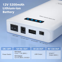 1 x RAW Customer Returns NASTIMA 12V 5200mAh 62.4Wh Lithium-ion Battery Power Bank with 12V Output 9V DC and 5V USB Dual Output for LED Strips, CCTV Cameras, Camcorders, Binoculars etc, with Charger - RRP €49.99