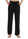 1 x RAW Customer Returns EXCHIC Women s Casual Stretchy Straight Leg Pants with Drawstring Elastic Waist Yoga Pants with Pockets S, Black  - RRP €26.98