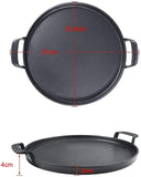 1 x RAW Customer Returns Denmay universal cast iron grill pan, large round cast iron pan with two handles and two pouring spouts, multifunctional frying pan 28cm  - RRP €32.26